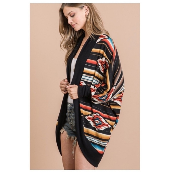 ❄️MULTICOLOR AZTEC PRINT OPEN CARDIGAN W/DOLMAN SLEEVES-NEW - Picture 5 of 8